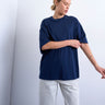 Topshop Oversize-T-Shirt mit überschnittenen Schultern in Marineblau