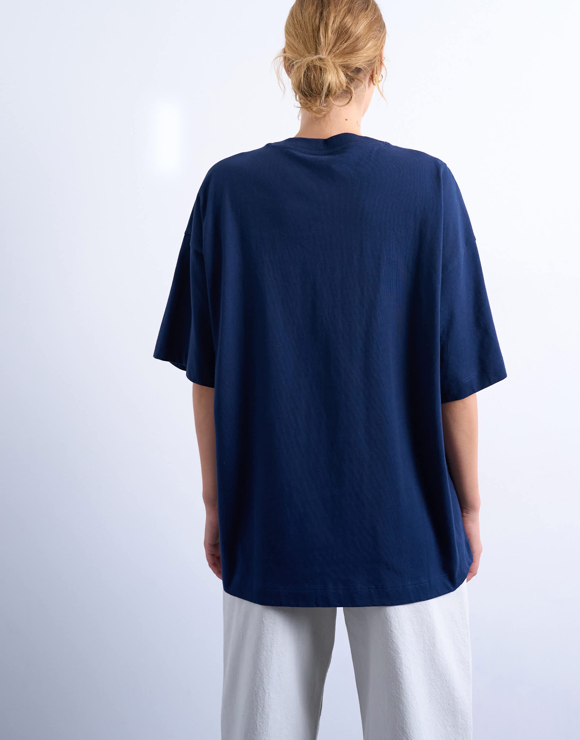 Topshop oversized drop shoulder tee in navy
