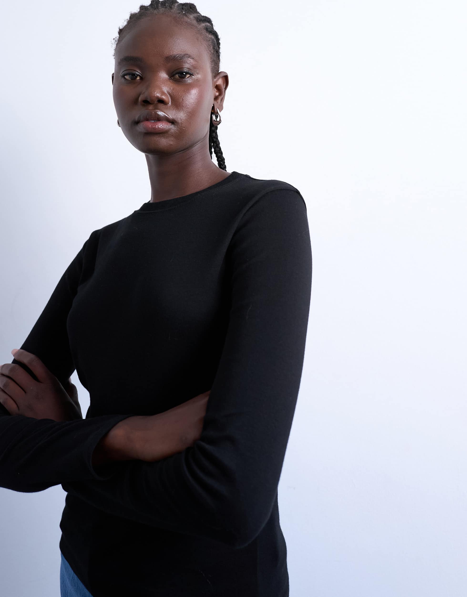 Topshop long sleeve everyday tee in black