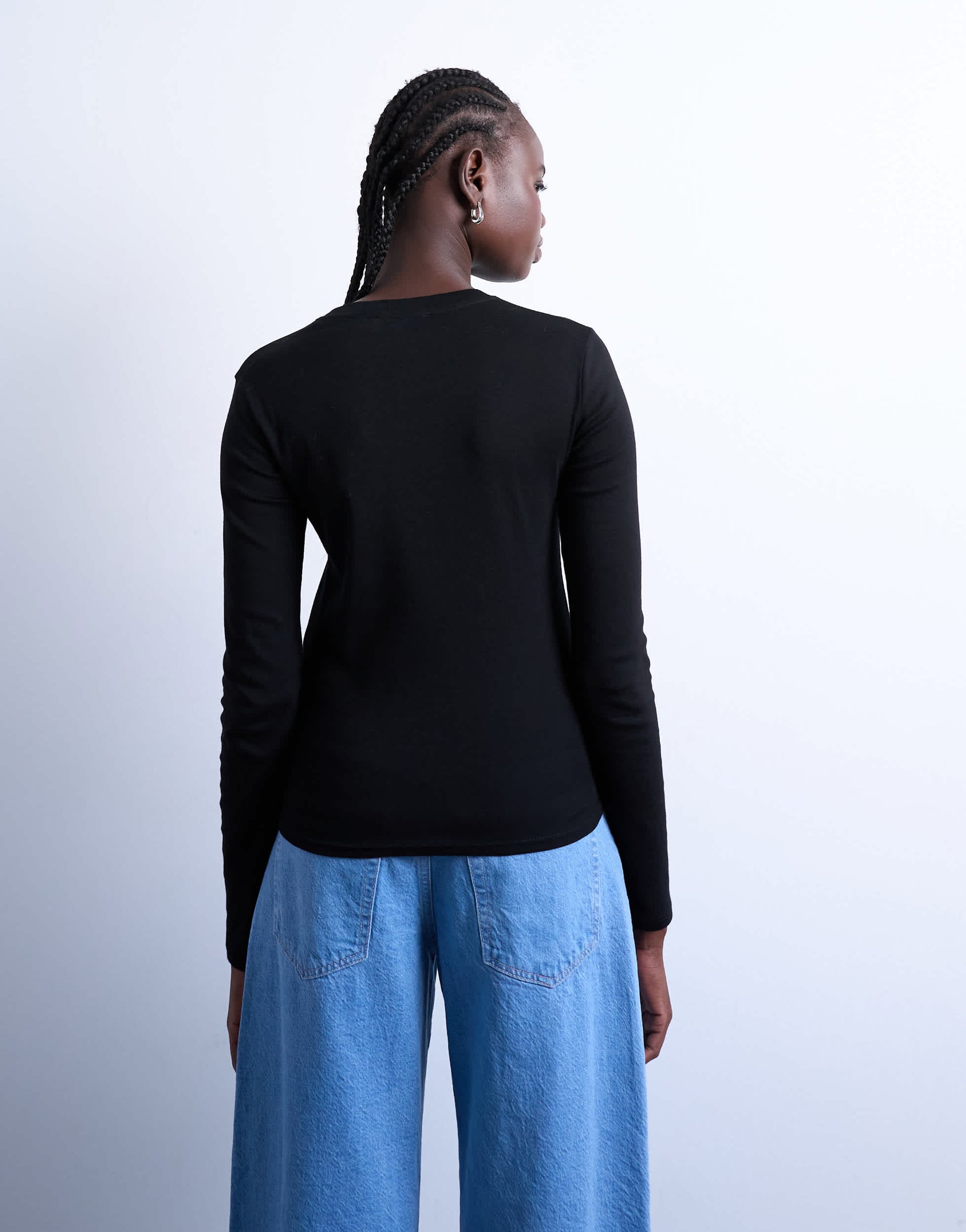 Topshop long sleeve everyday tee in black
