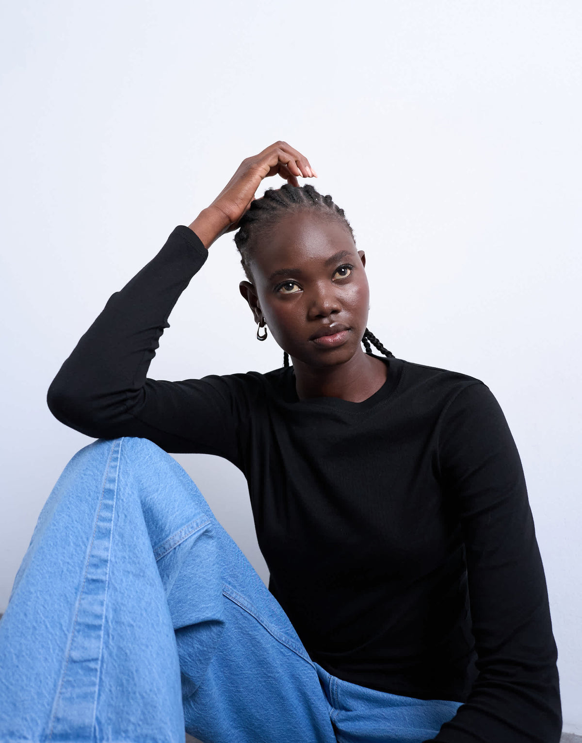 Topshop long sleeve everyday tee in black