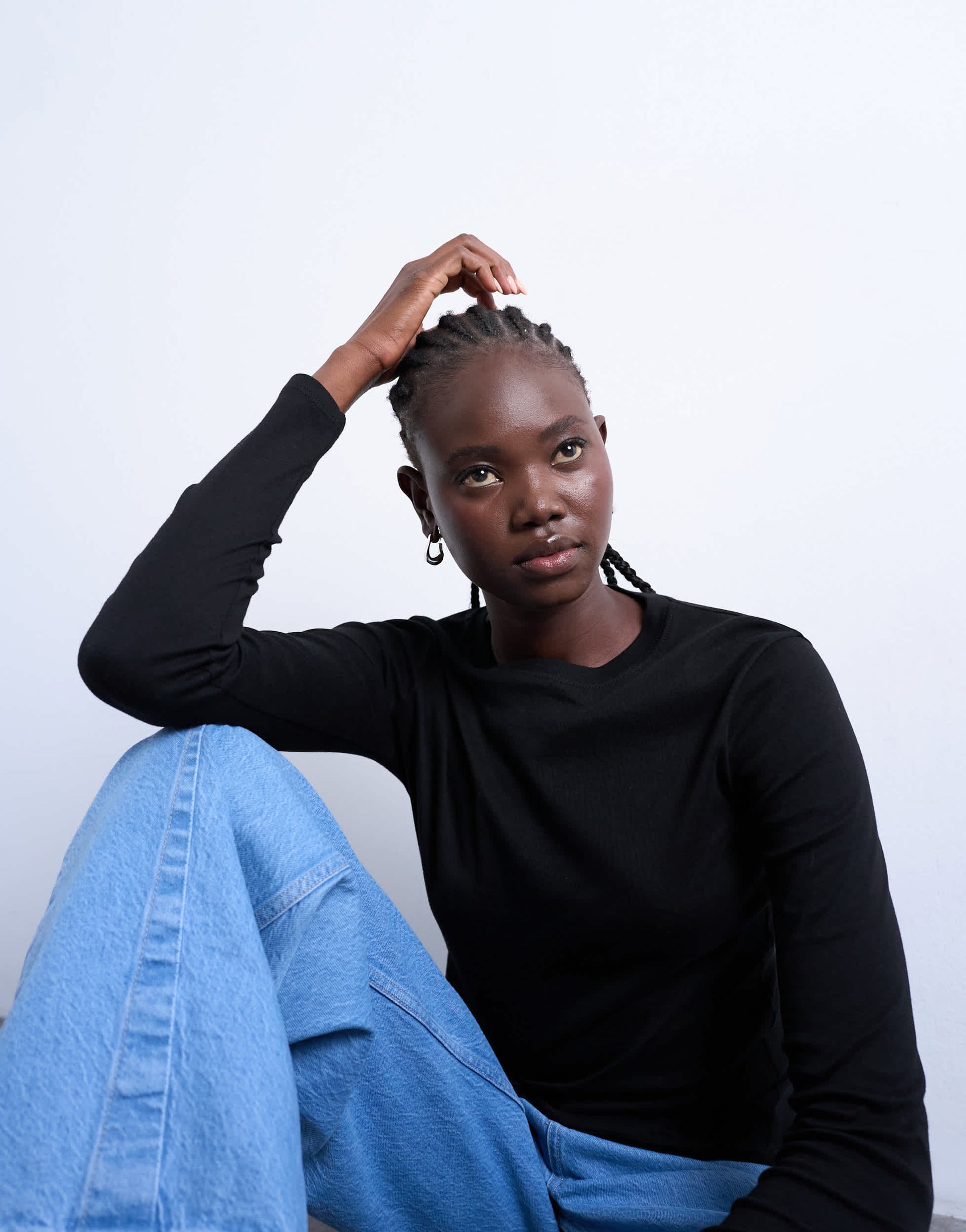 Topshop long sleeve everyday tee in black