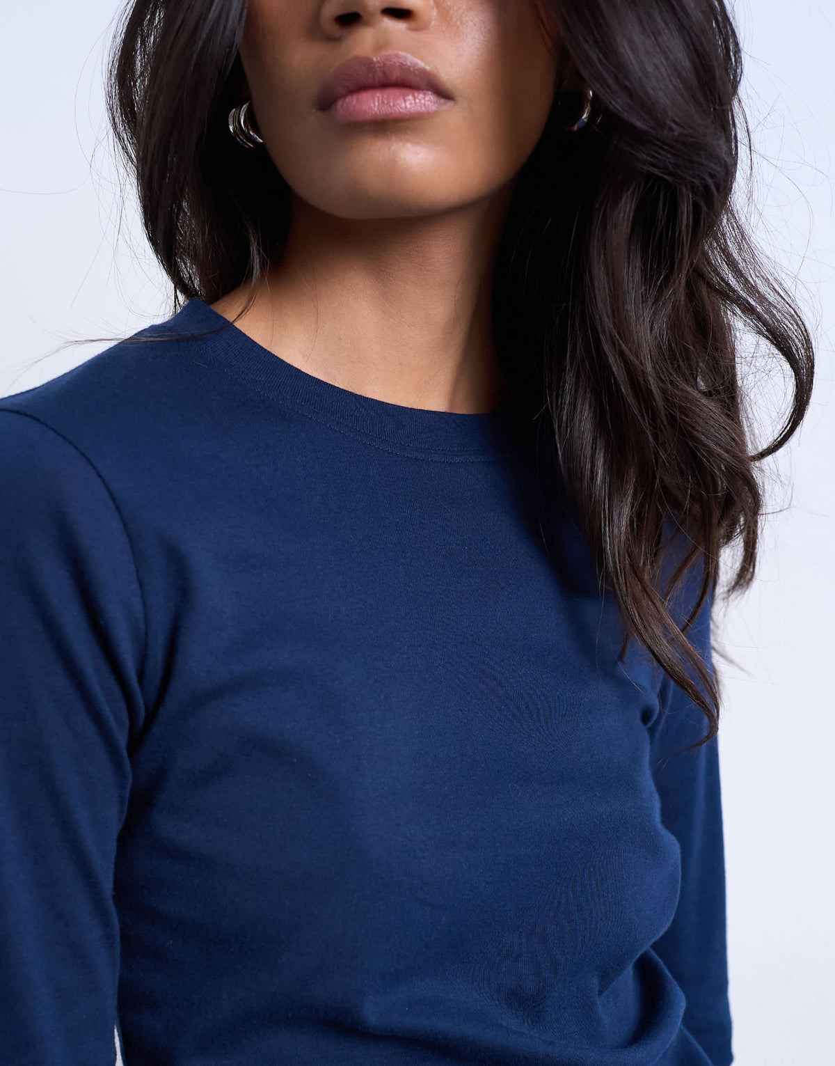 Topshop long sleeve everyday tee in navy