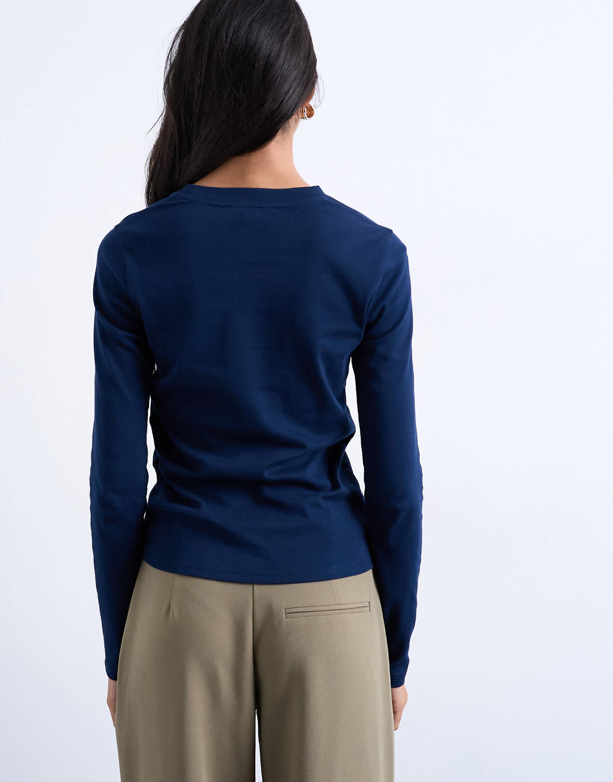 Topshop long sleeve everyday tee in navy