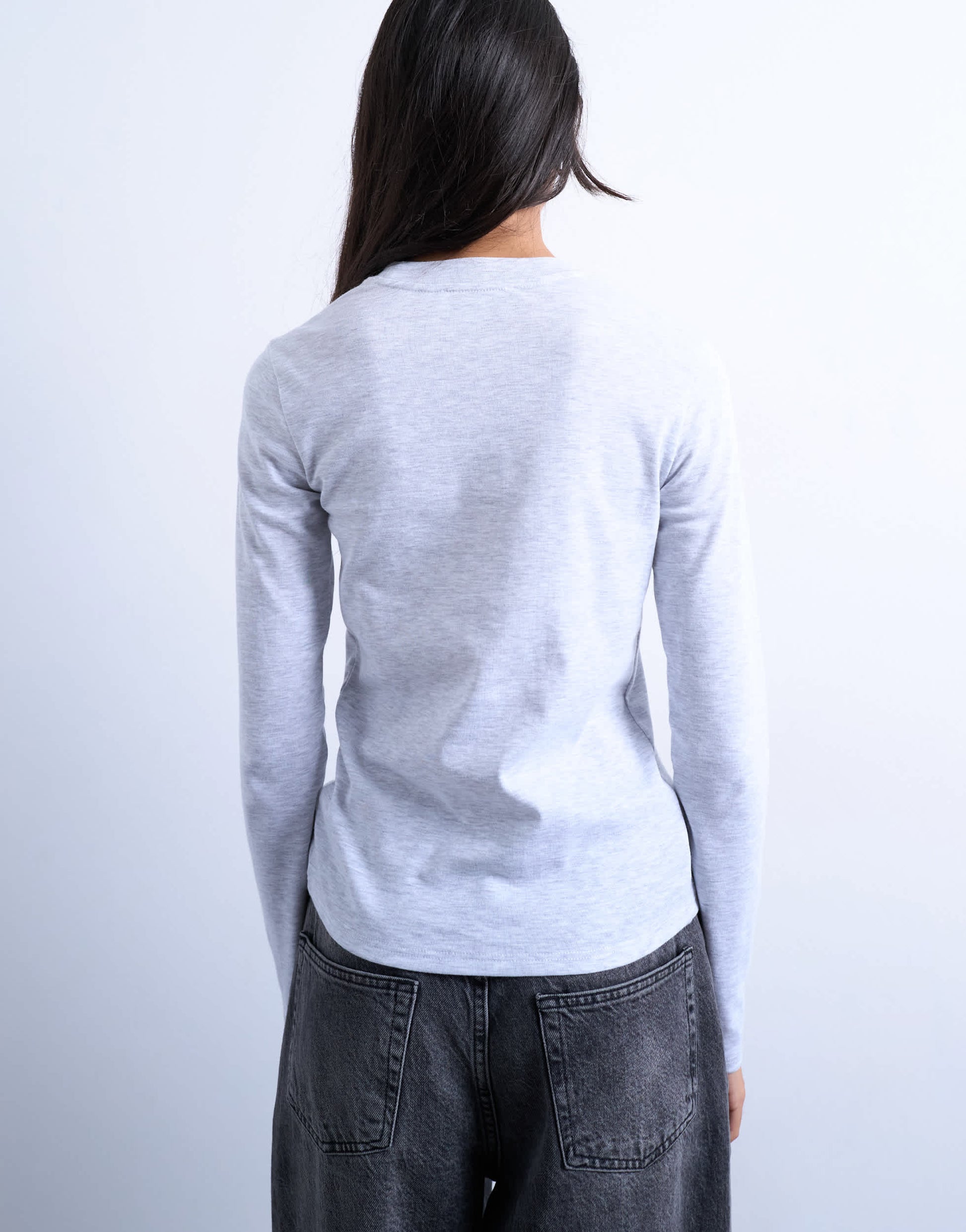Topshop long sleeve everyday tee in grey marl
