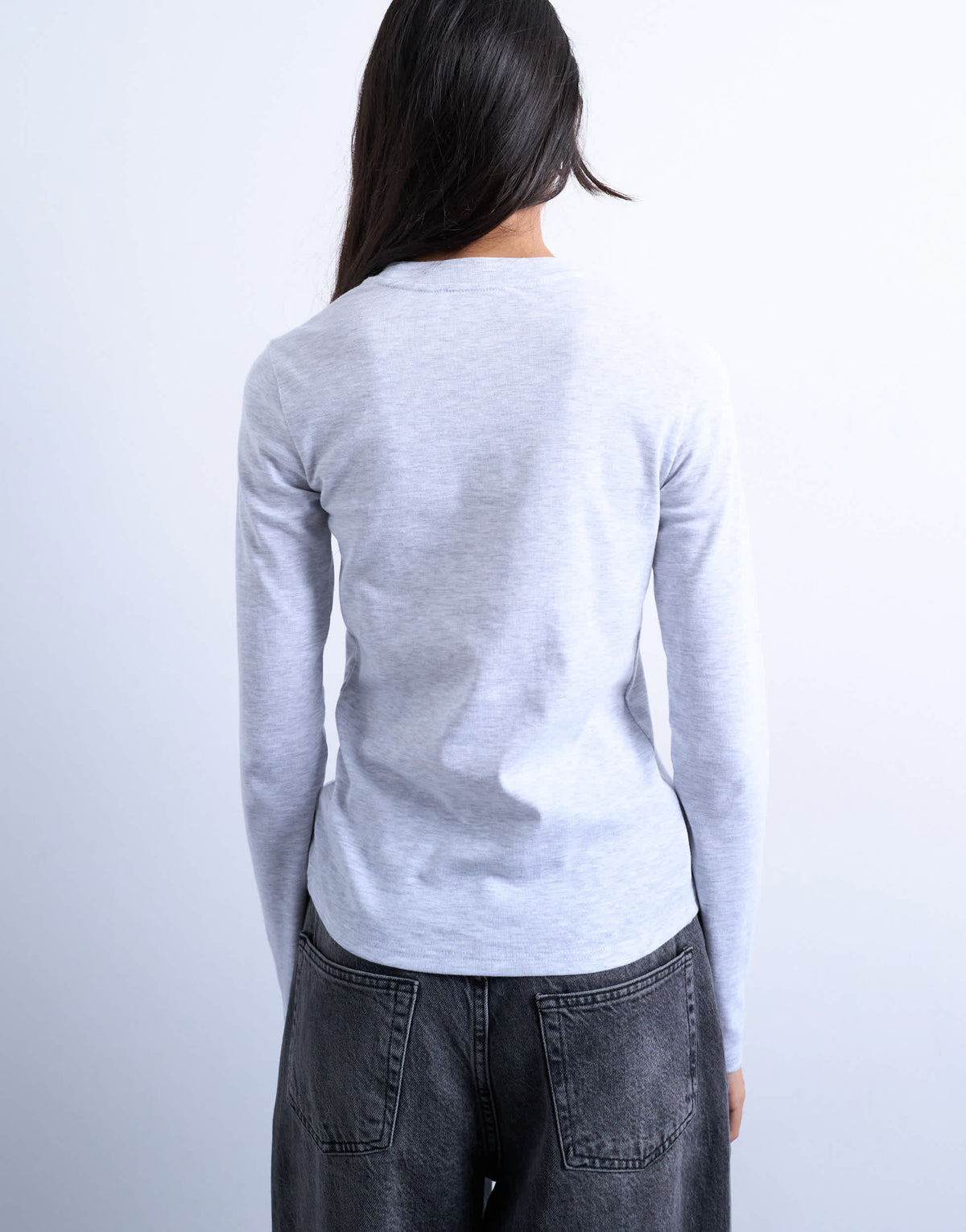 Topshop long sleeve everyday tee in grey marl