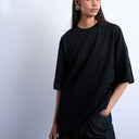 Topshop oversized drop shoulder tee in black