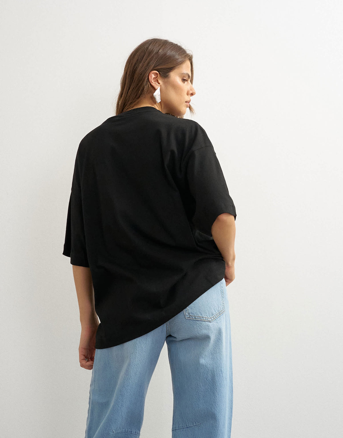 Topshop oversized drop shoulder tee in black