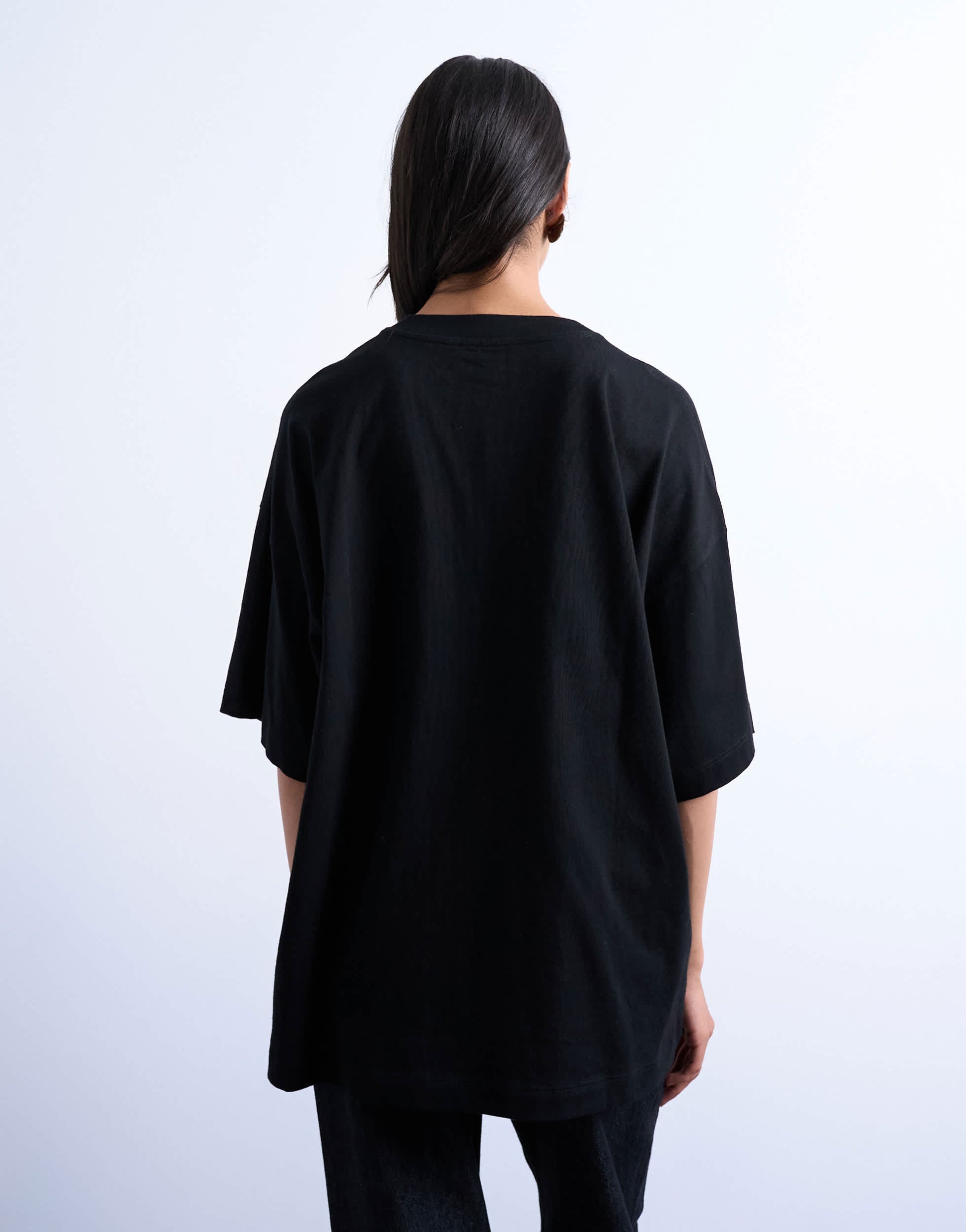 Topshop oversized drop shoulder tee in black