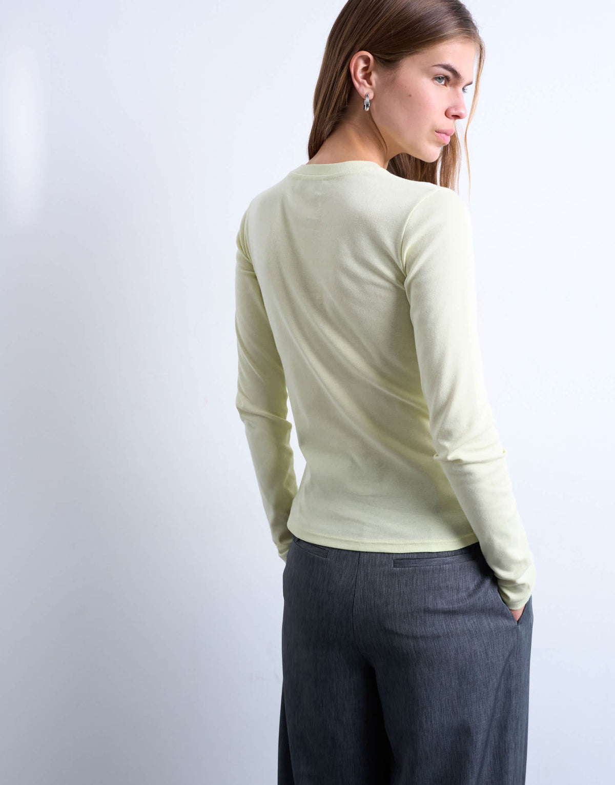 Topshop long sleeve everyday tee in sage green