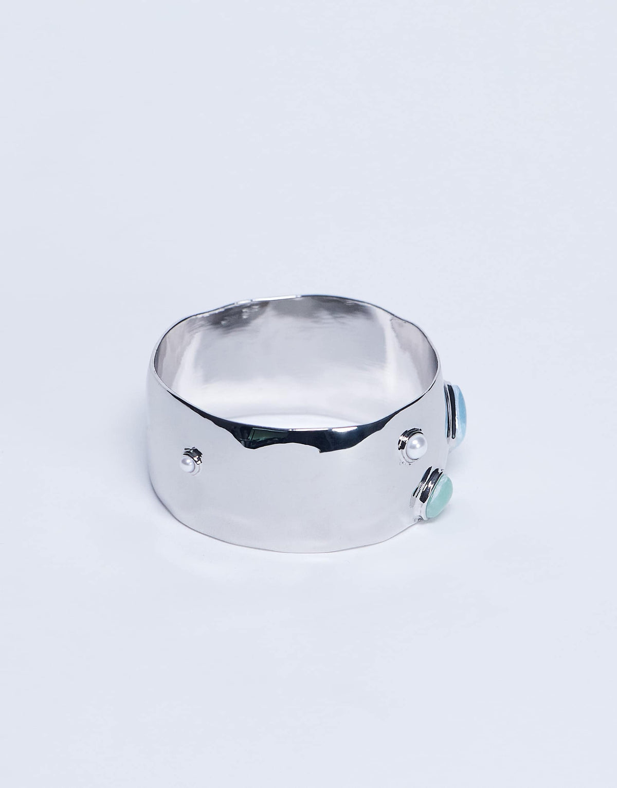 Topshop Bree large bangle bracelet with stones in silver