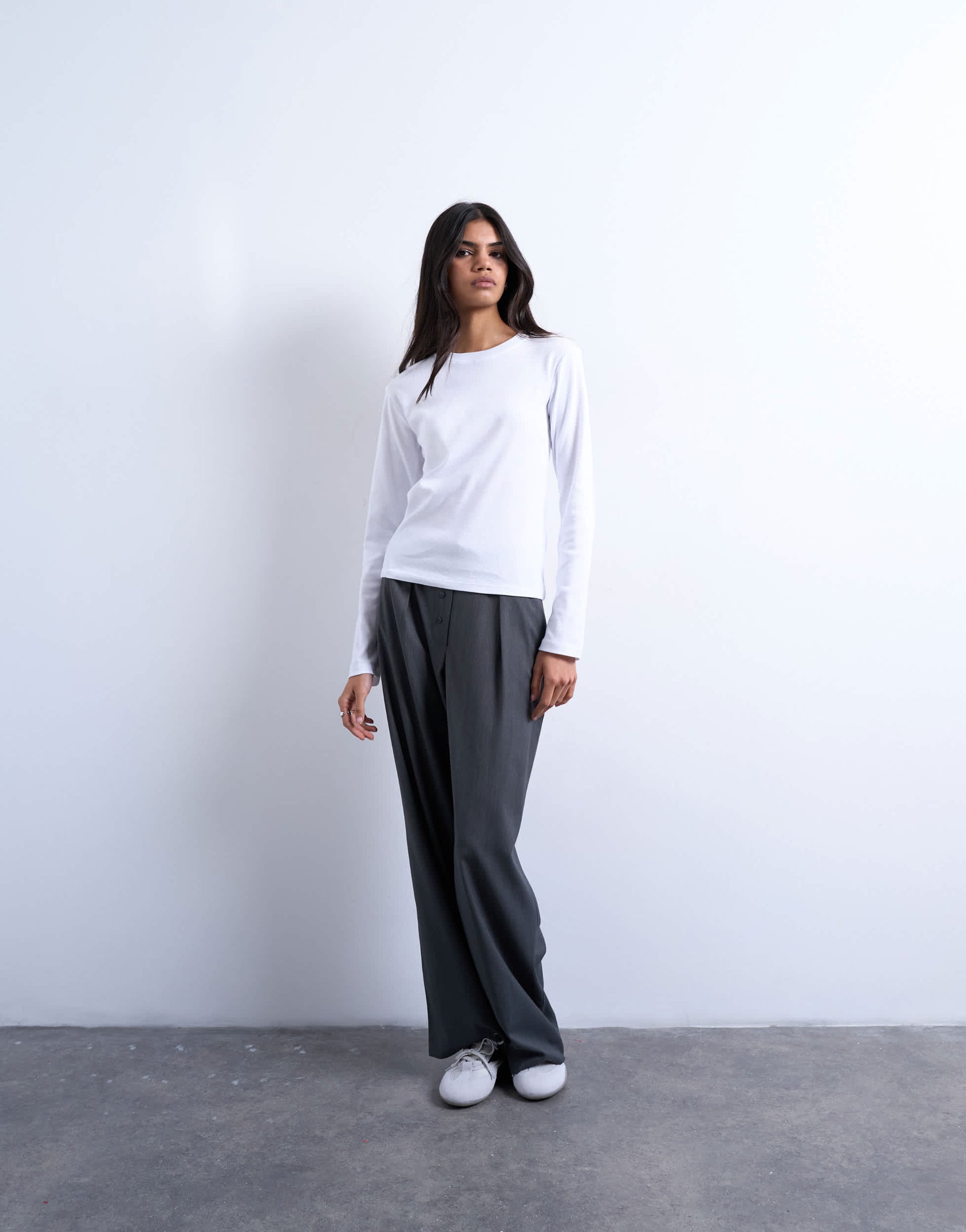 Topshop long sleeve everyday tee in white