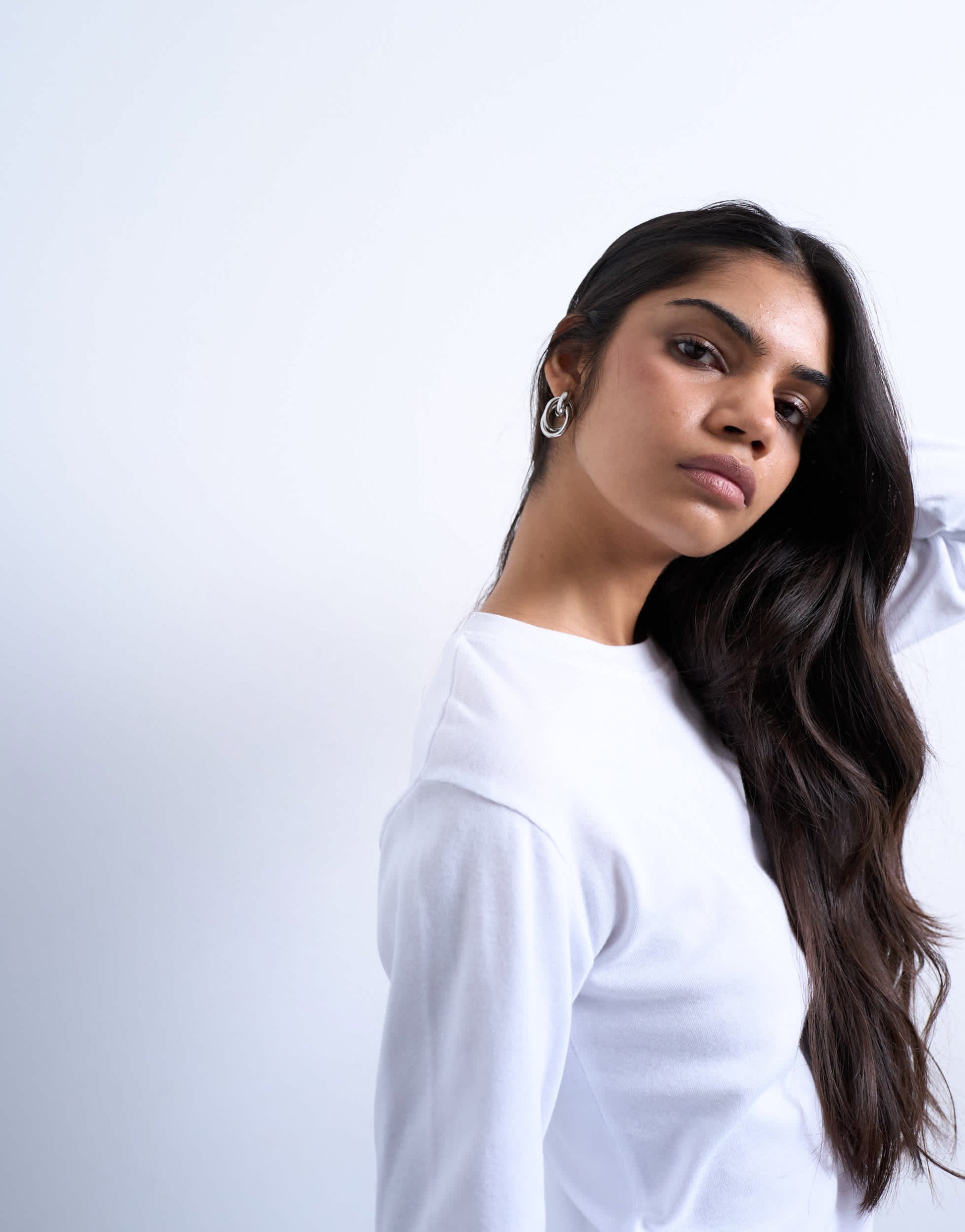 Topshop long sleeve everyday tee in white