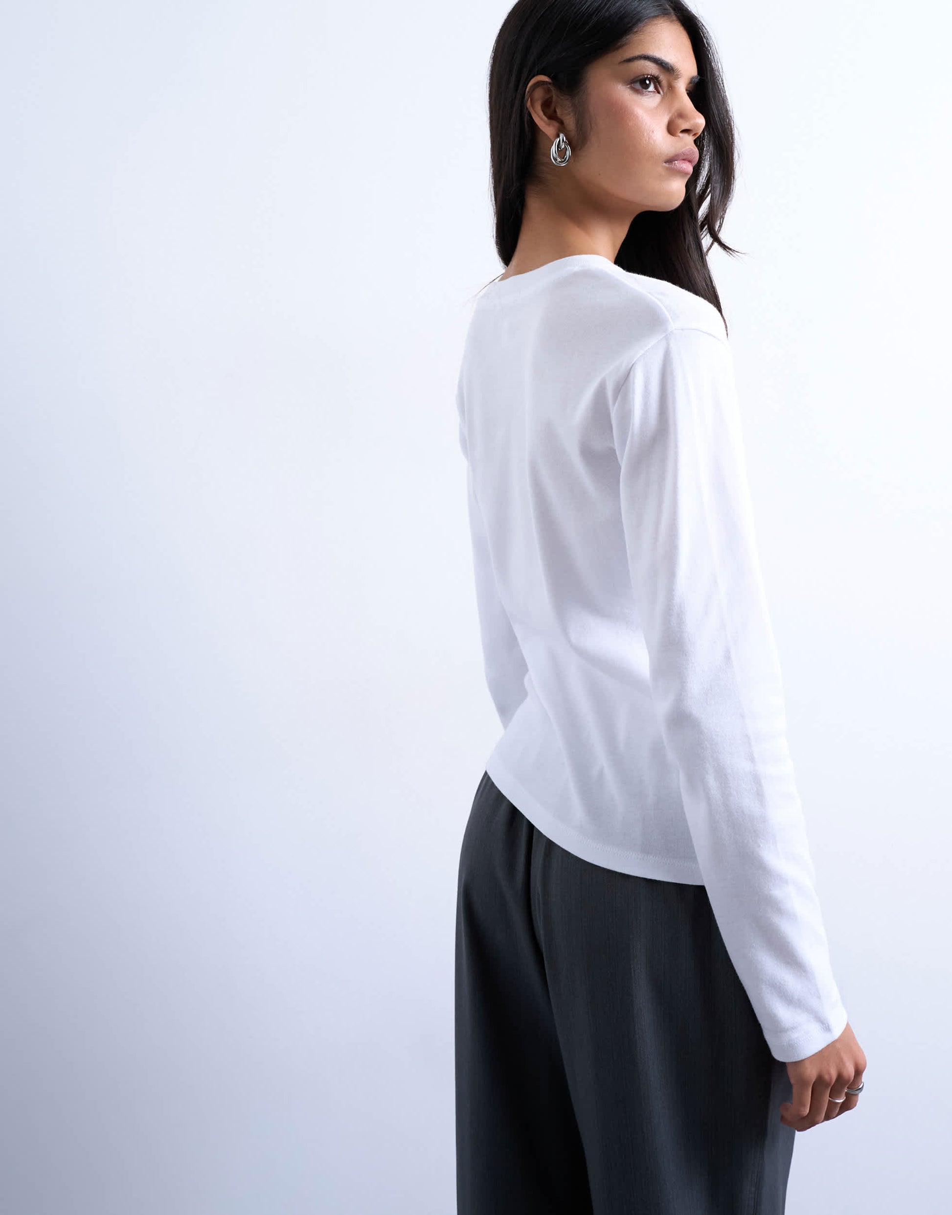 Topshop long sleeve everyday tee in white