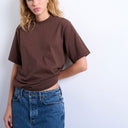 Topshop premium basic short sleeve tee in chocolate brown