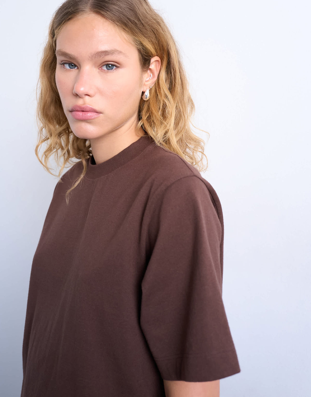 Topshop premium basic short sleeve tee in chocolate brown