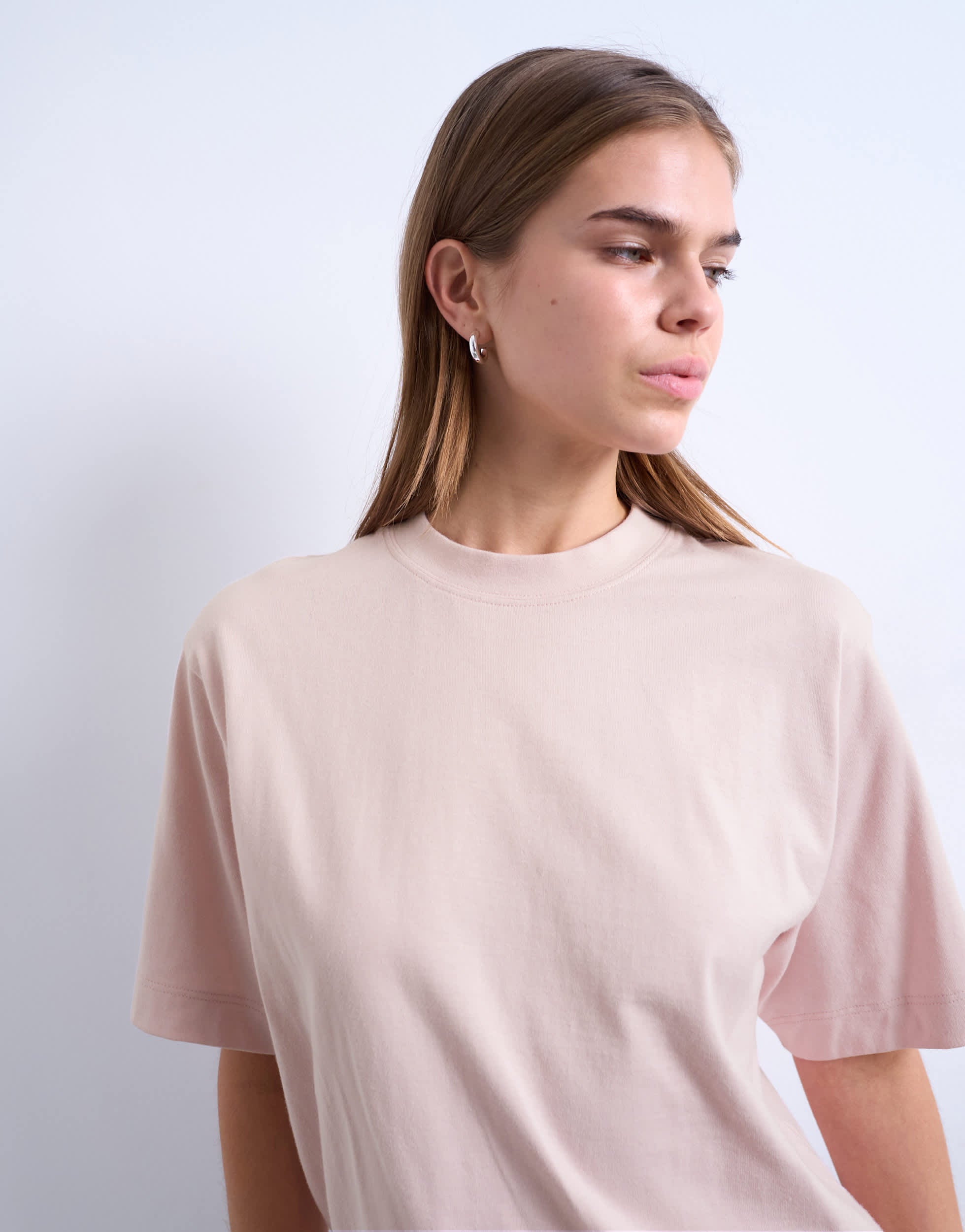 Topshop premium basic short sleeve tee in light pink