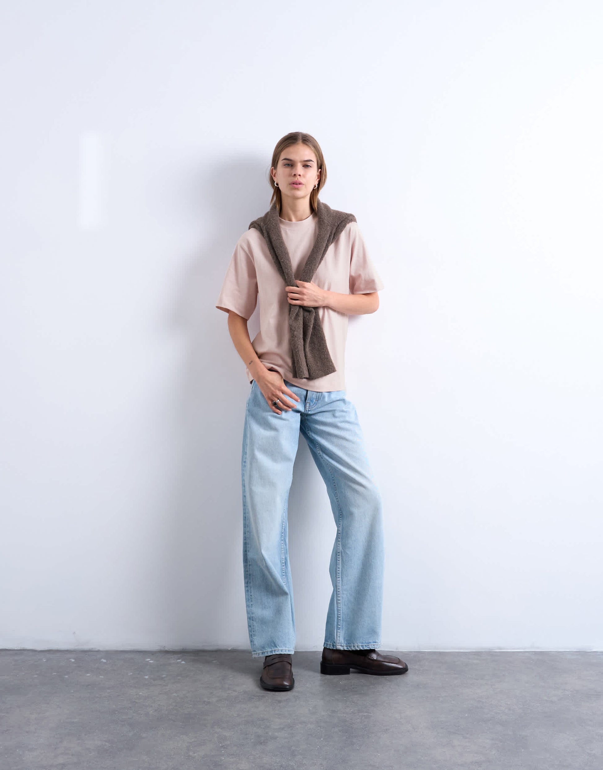 Topshop premium basic short sleeve tee in light pink