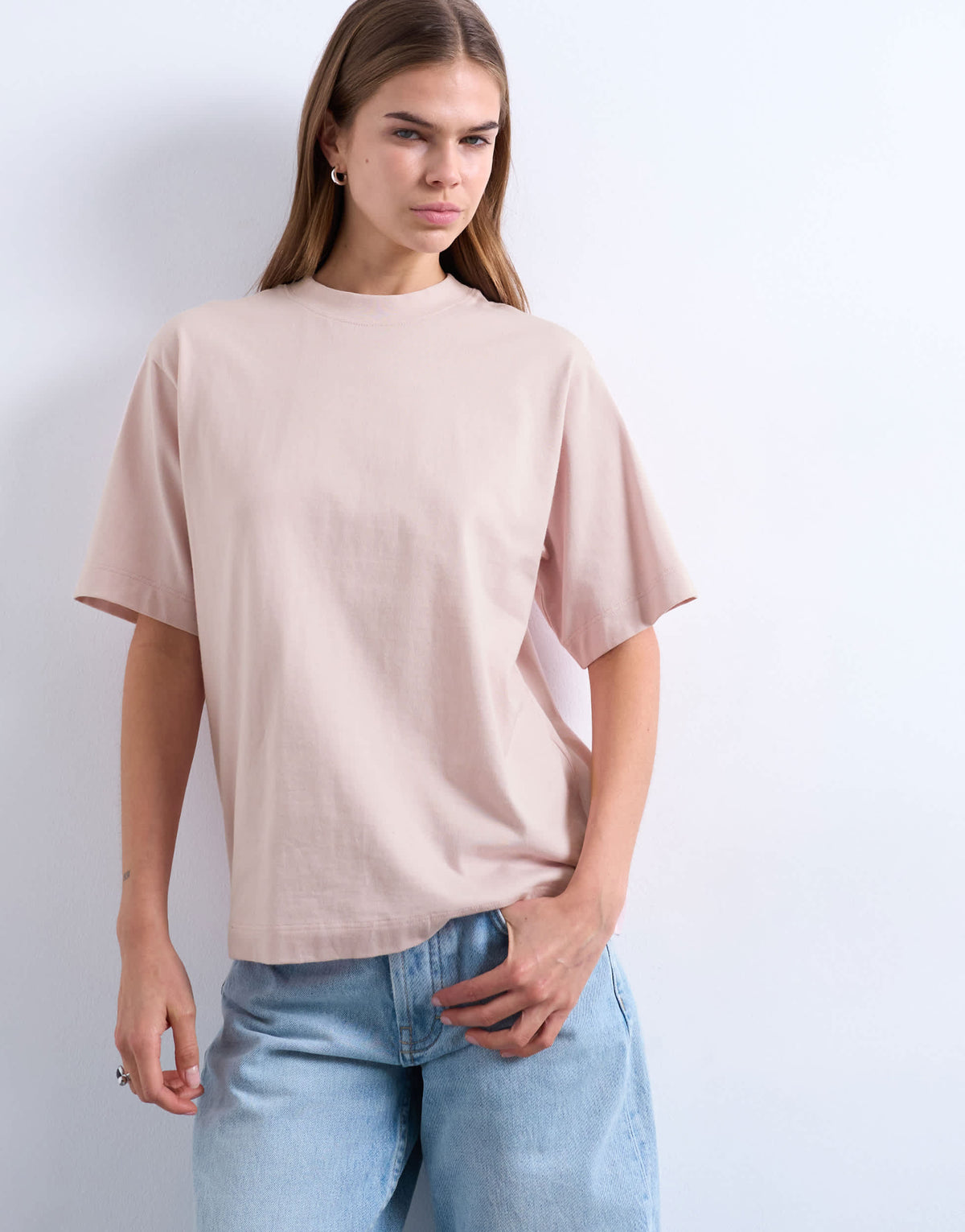 Topshop premium basic short sleeve tee in light pink