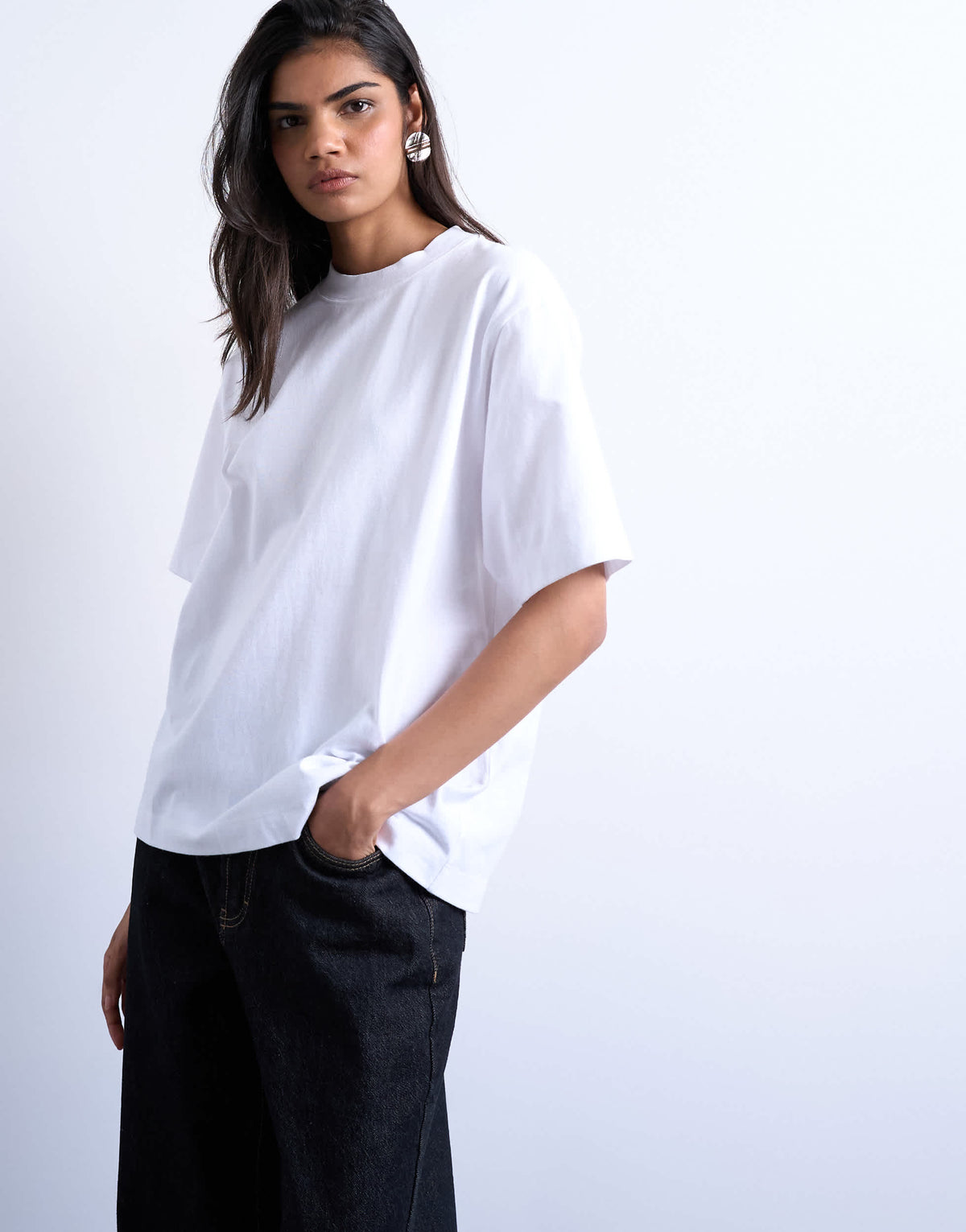 Topshop premium basic short sleeve tee in white