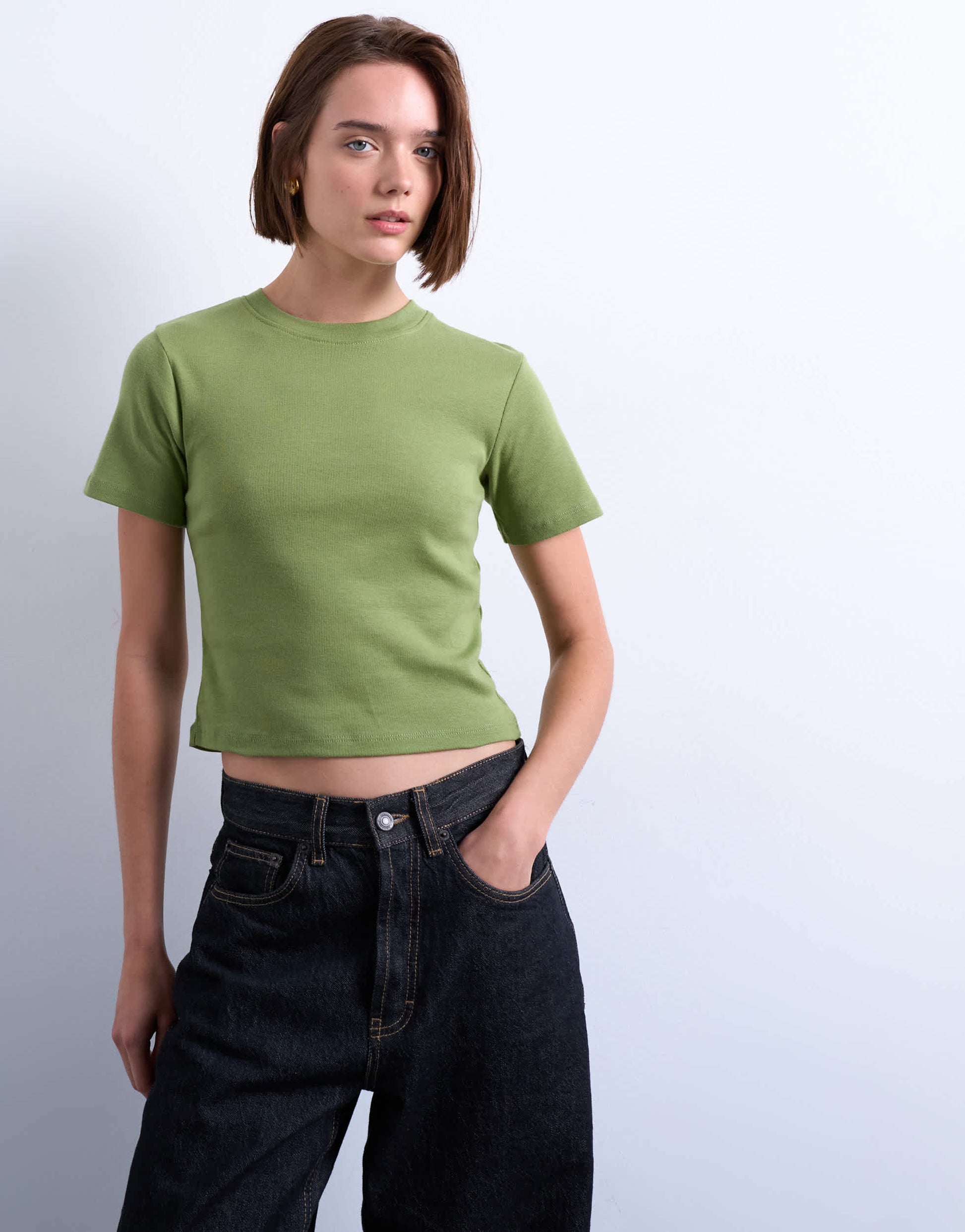 Topshop shrunken everyday tee in green