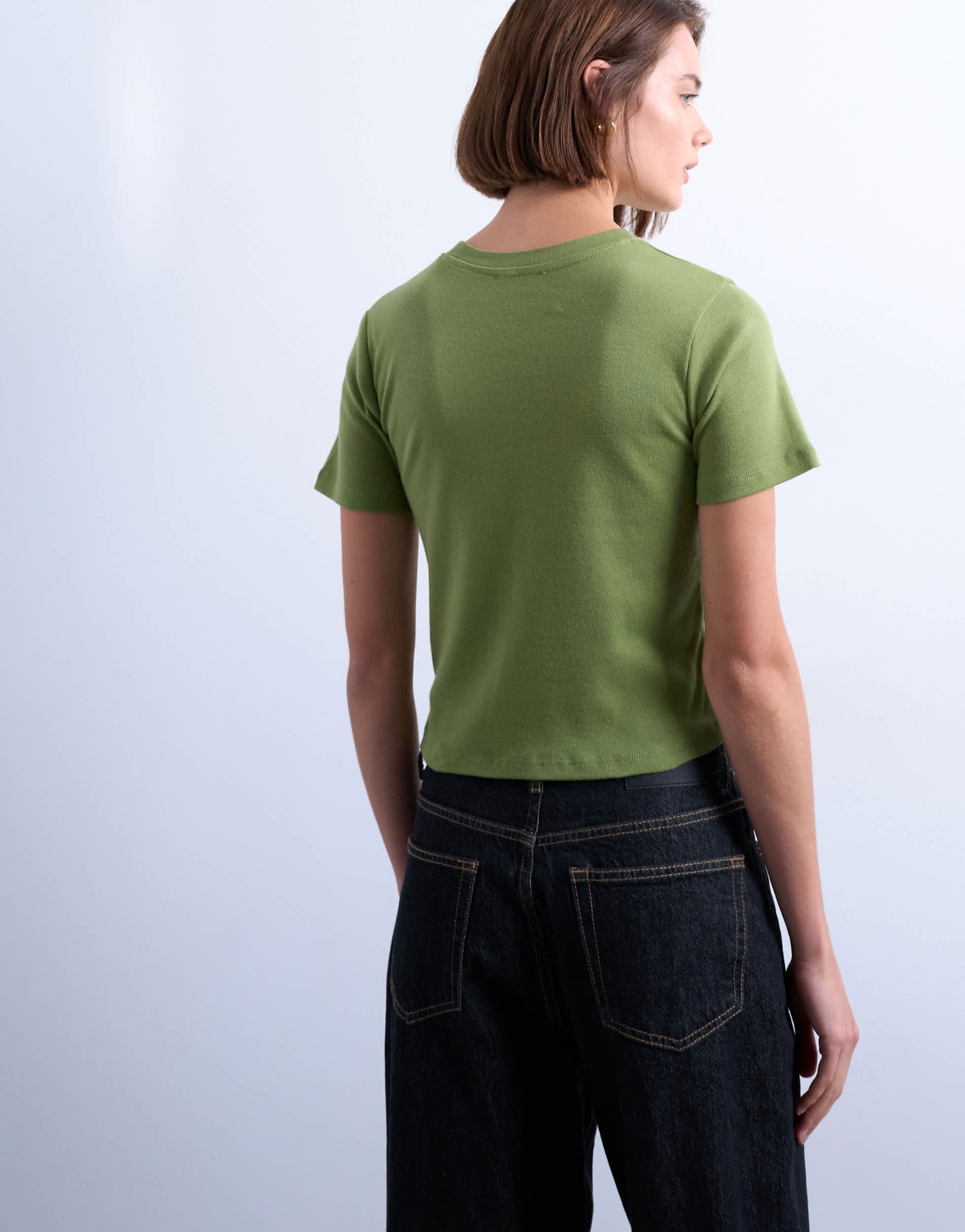 Topshop shrunken everyday tee in green