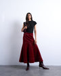 Topshop dropwaist contrast stitched PU maxi skirt in red