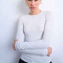 Topshop Premium Rippstrick-Langarmshirt in Graumeliert