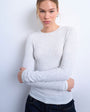 Topshop premium rib long sleeve top in grey marl
