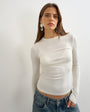 Topshop premium rib long sleeve top in ecru