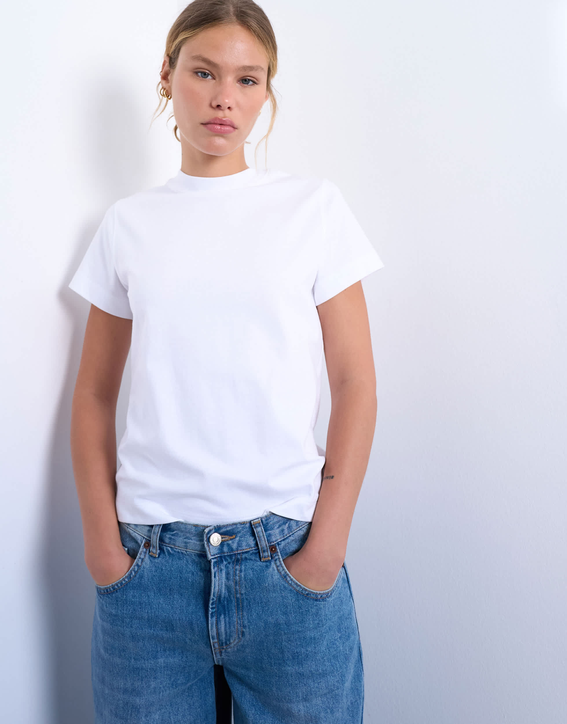 Topshop kastenförmiges T-Shirt in Weiß