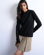 Topshop long sleeve boxy tee in black