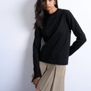 Topshop long sleeve boxy tee in black