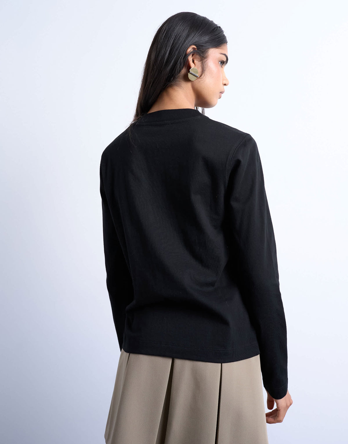 Topshop long sleeve boxy tee in black