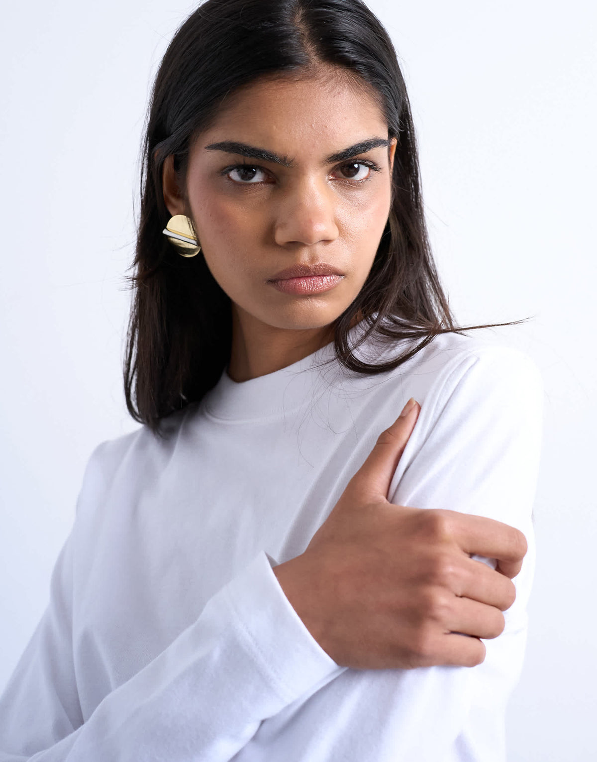 Topshop long sleeve boxy tee in white