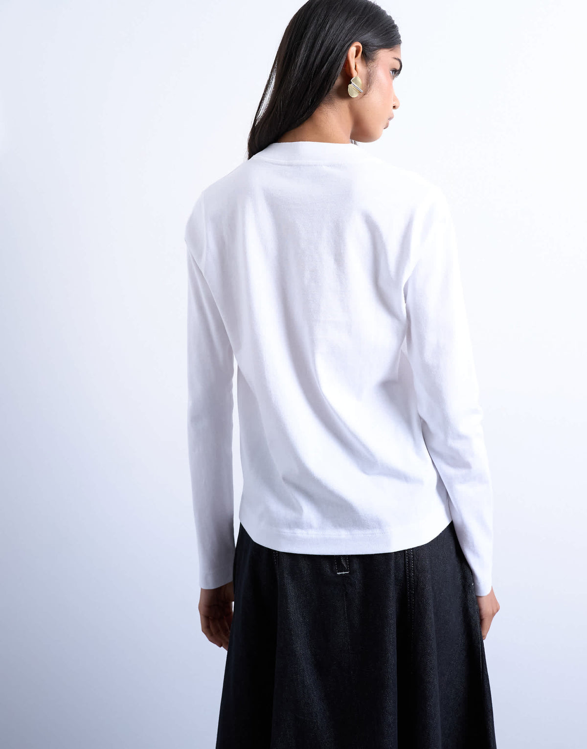Topshop long sleeve boxy tee in white