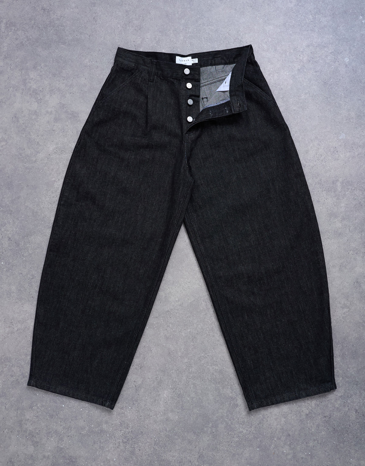 Topman pleated barrel jean in raw black