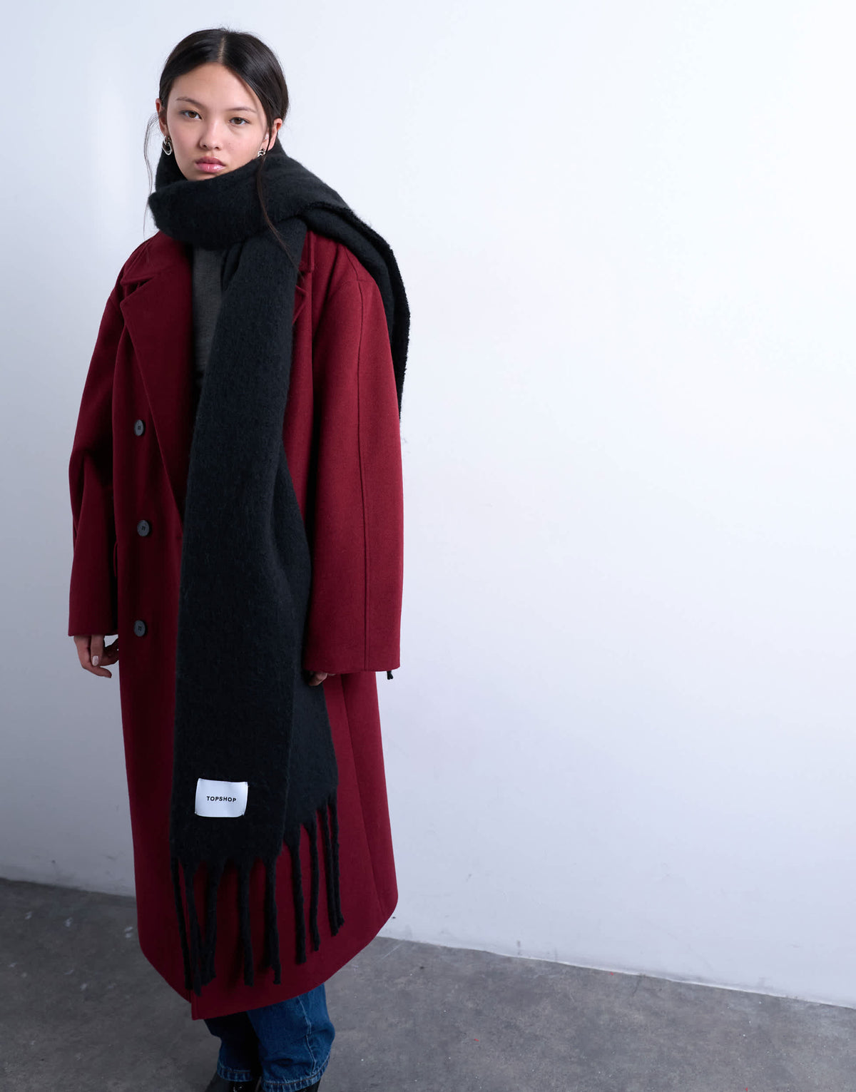 Topshop Sydney blanket scarf in black