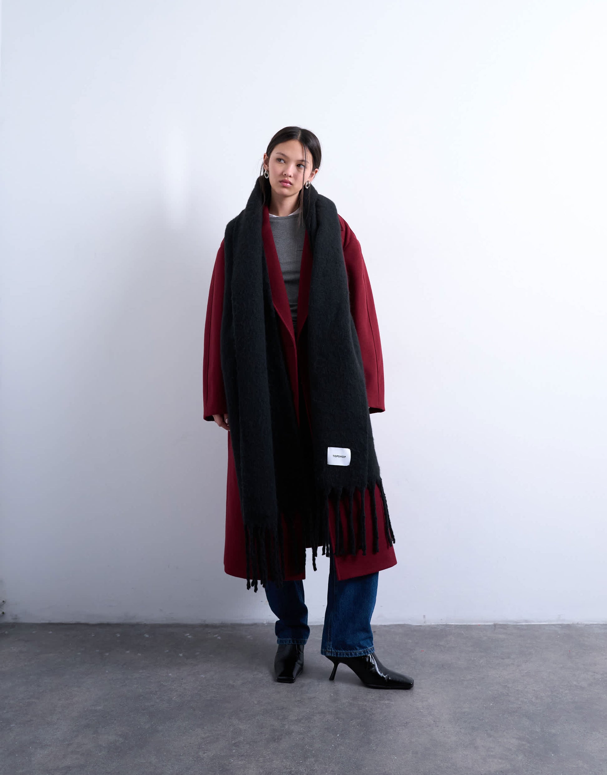 Topshop Sydney blanket scarf in black