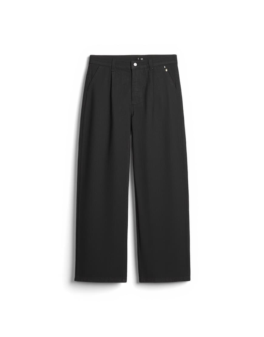 Topman pleated barrel jean in mid wash blue