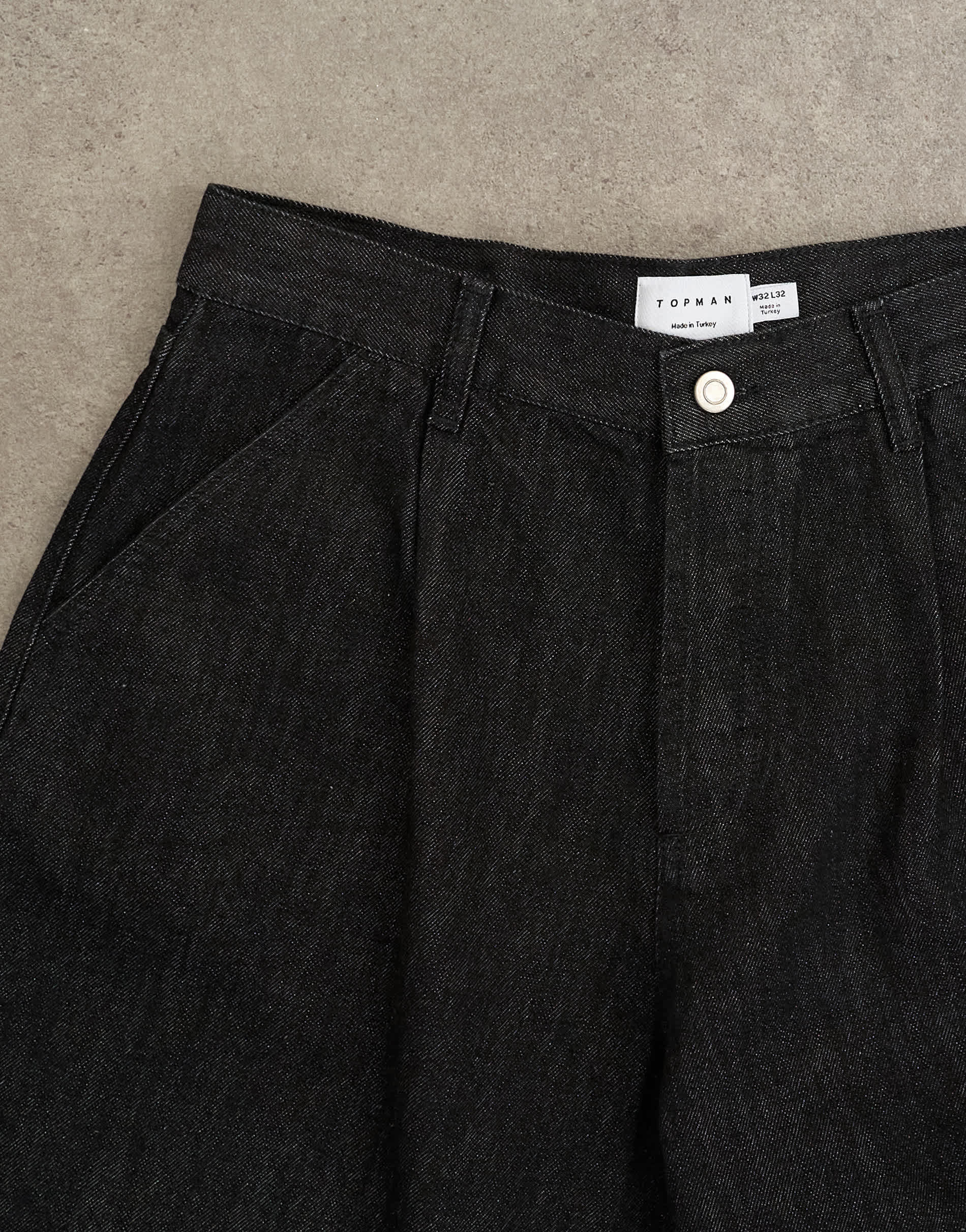 Topman pleated barrel jean in mid wash blue