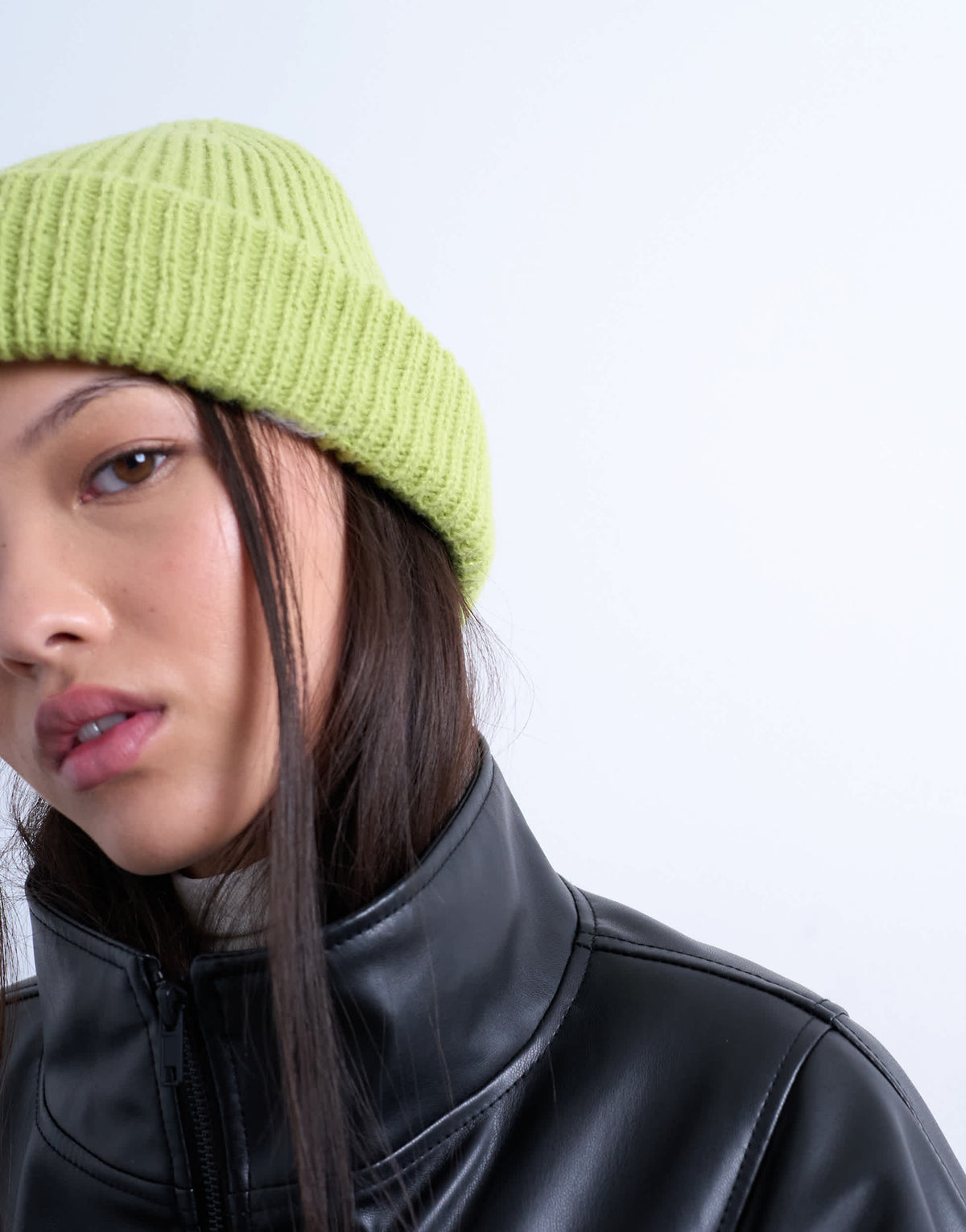 Topshop Henry ribbed beanie in green