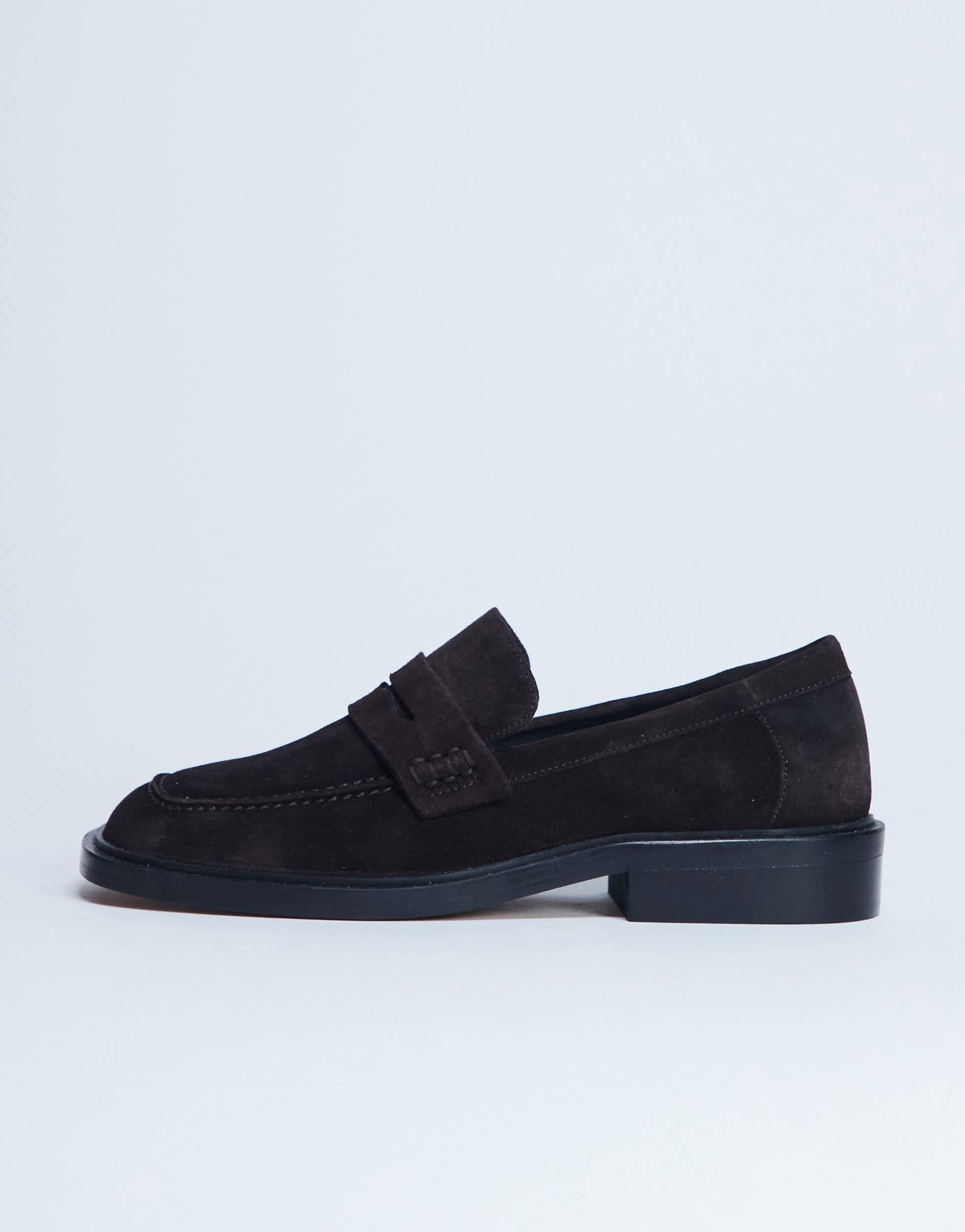 Topshop Cole Premium Wildleder-Loafer in Schokoladenbraun