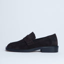 Topshop Cole Premium suede loafer in chocolate