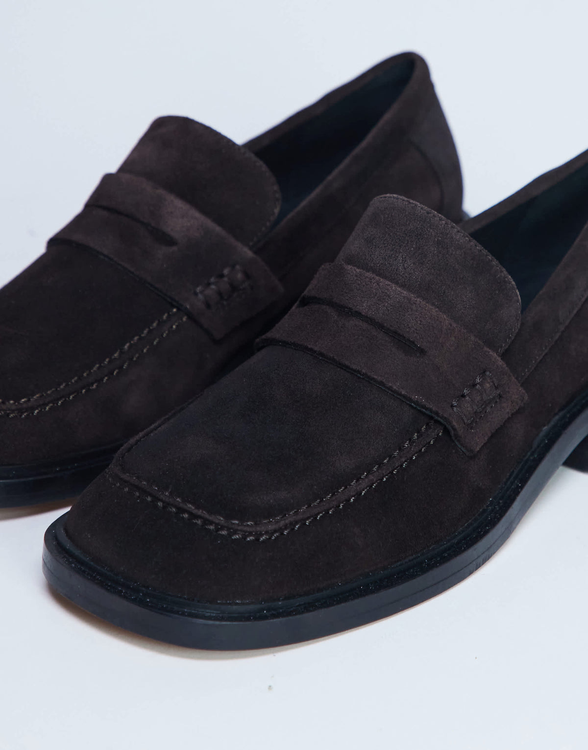 Topshop Cole Premium suede loafer in chocolate