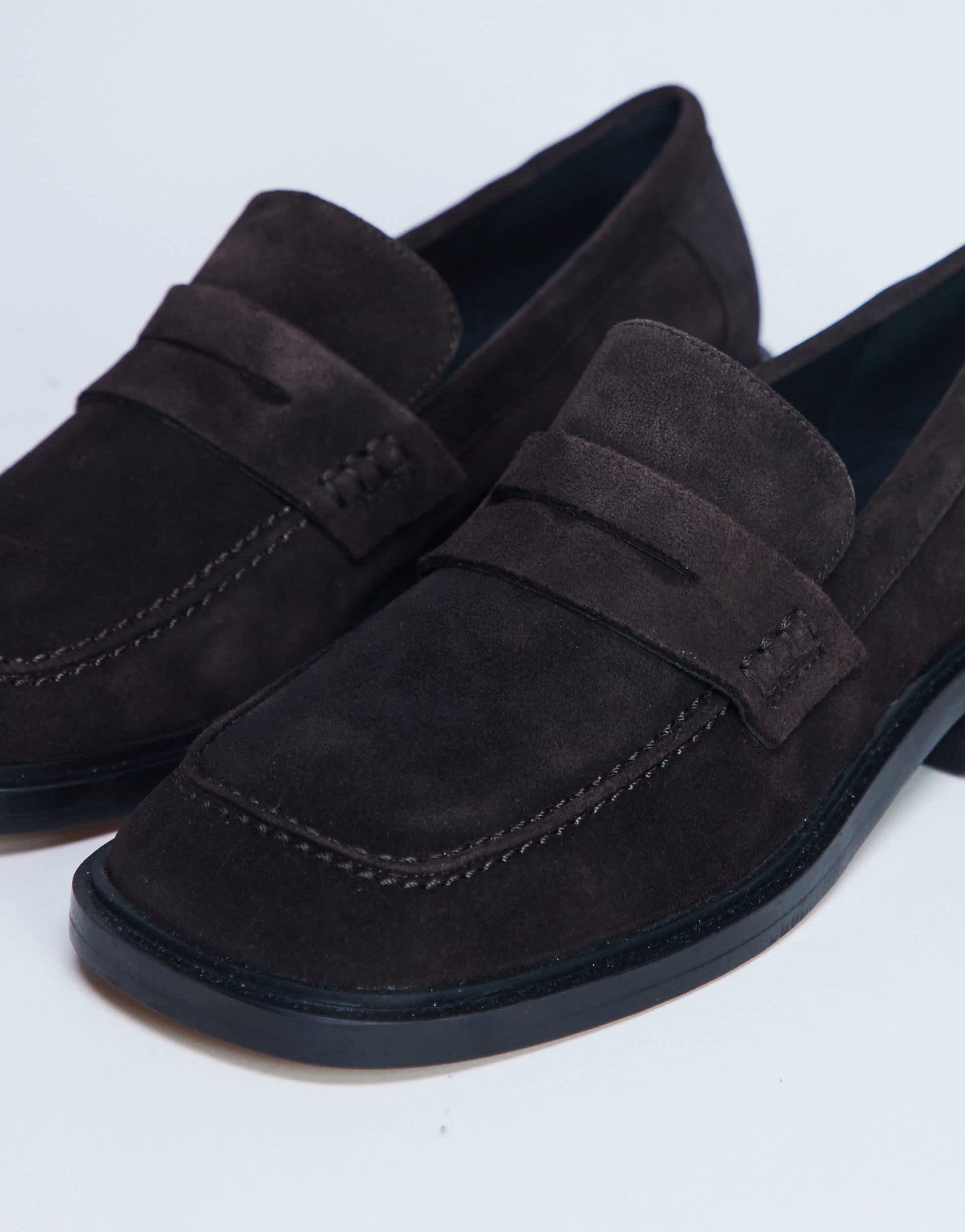 Topshop Cole Premium suede loafer in chocolate