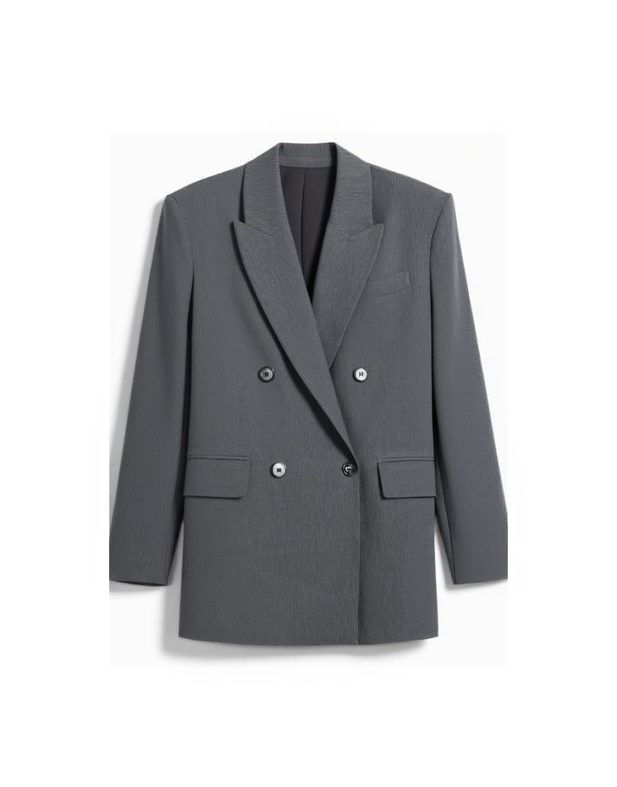 Topshop tonic 80s double breasted oversized suit blazer in grey