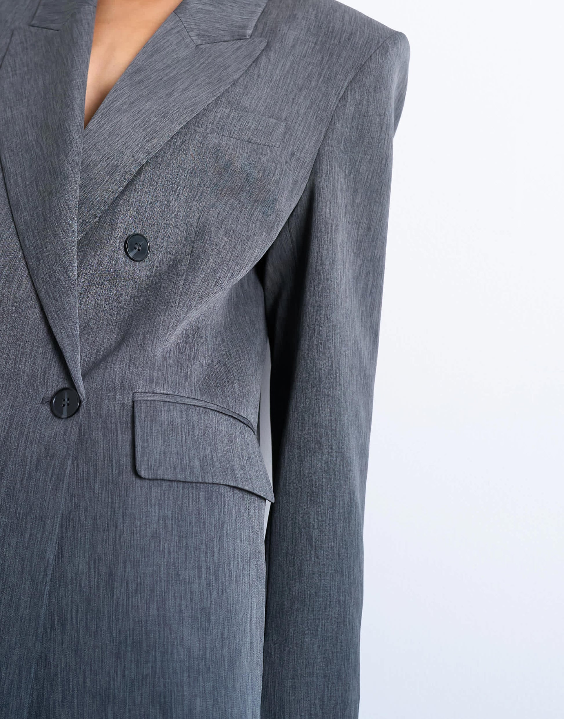 Topshop tonic 80s double breasted oversized suit blazer in grey