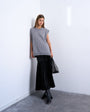 Topshop dropwaist contrast stitched PU maxi skirt in black