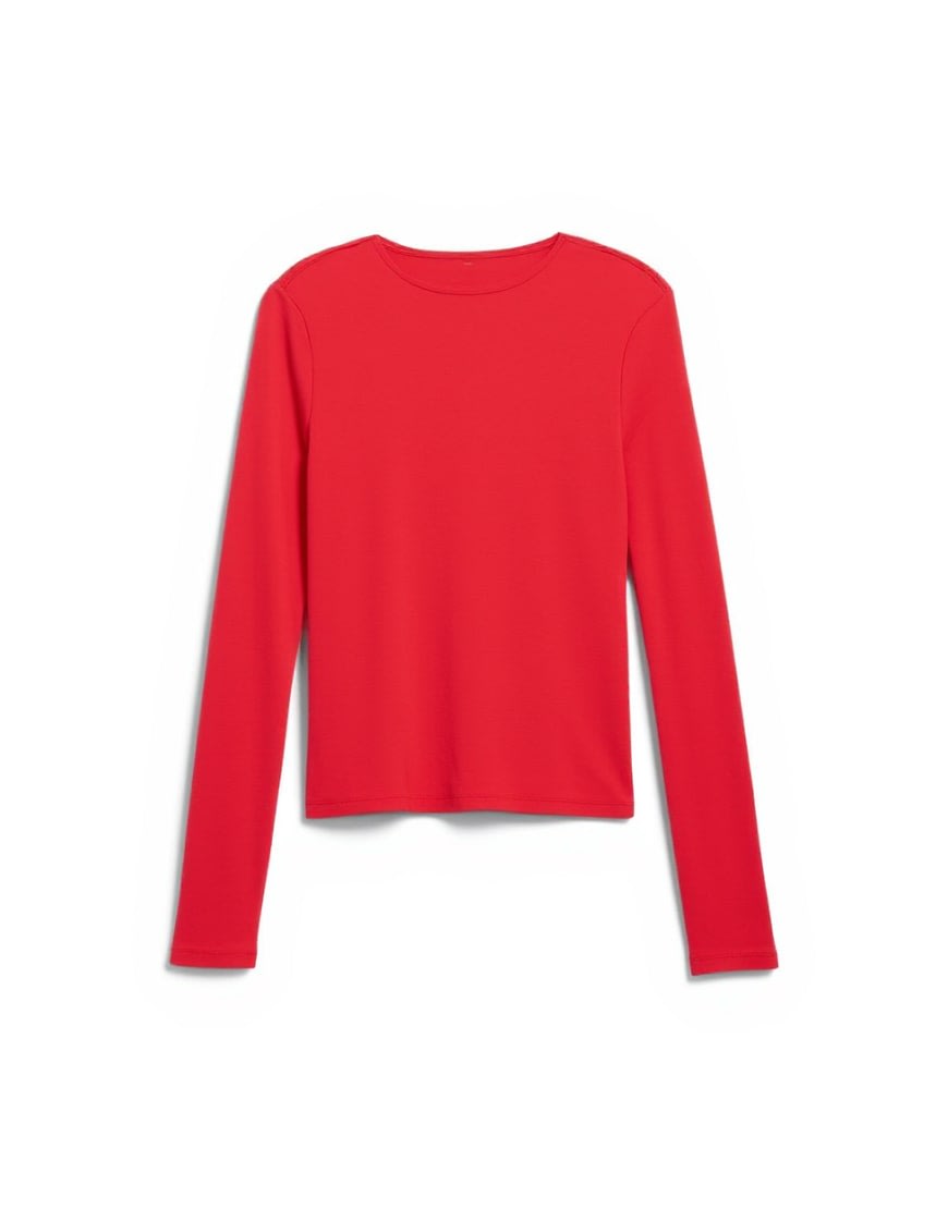 Topshop clean long sleeve top in red